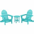 Polywood Classic Aruba Patio Set with Side Table and 2 Folding Adirondack Chairs 633PWS2141AR